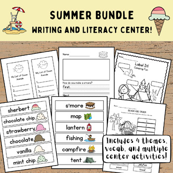 Preview of Summer Writing and Literacy Center Bundle/Beach/Ocean/Camping/Ice Cream