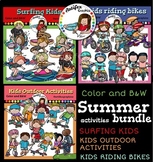 Summer activities  Clip Art Bundle- color and B&W