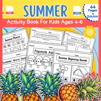 Preview of Summer activities for kids such as mazes, word search, word scramble, tracing