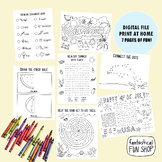 Summer activity packet coloring pages, word search, maze, etc.