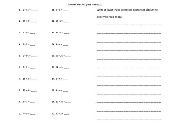 Preview of Summer after first grade 1.1