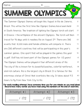 summer and ancient olympics fluency passages by barnard island tpt