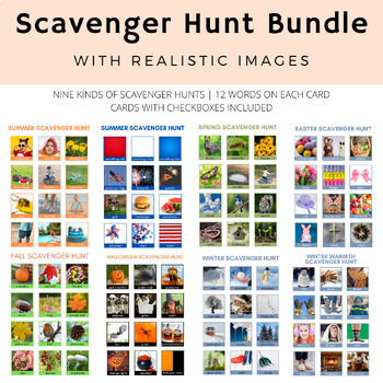 Preview of 4 Seasons and Holiday Season Scavenger Hunts, Spring, Summer, Fall, Winter