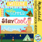 Summer animated Google Classroom headers banners