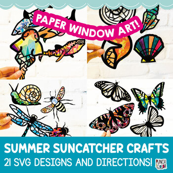 Preview of Summer arts and crafts bundle | Preschool beach and garden Cricut activities