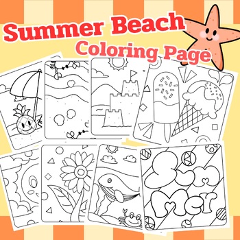 Preview of Summer beach sheet, summer coloring pages