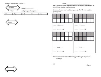 Preview of Summer before first grade 2.3