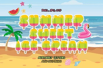 Preview of Summer bulletin board letters and number Bubble font for teachers