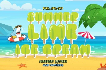 Preview of Summer bulletin board letters and number Bubble font for teachers Ice Cream Lime