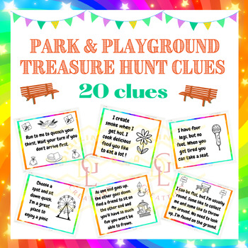 Preview of field trip Park Playground scavenger Hunt clues task cards brain breaks activity