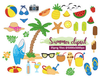 Summer clip art, Holiday sticker, tropical beach girls clip art | TpT