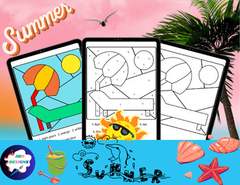 Preview of Summer color by number End of the year activities