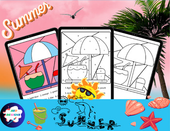 Preview of Summer color by number End of the year activities