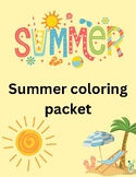 Summer coloring Packet preschool kindergarten  prek-2 NO-PREP