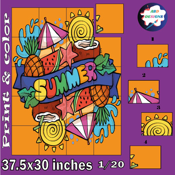 Preview of Summer coloring pages activities Collaborative Poster Bulletin Board craft