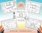 Summer colouring, summertime activity pack, colouring page