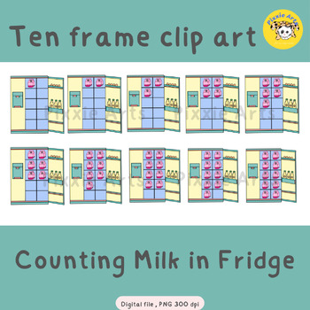 Preview of Summer: counting Milk in the fridge, ten frame clip art