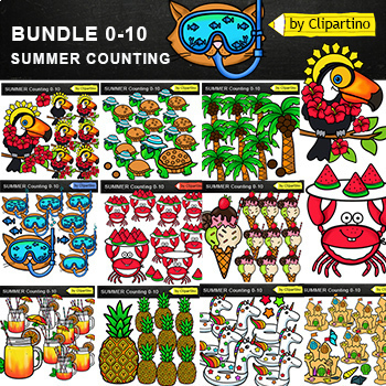 Preview of Summer Counting Clip Art Bundle/ Math clipart/ Commercial use