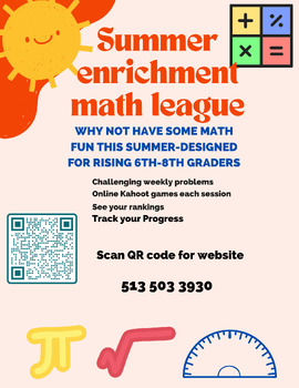 Preview of Summer enrichment math league for rising 6th-8th graders