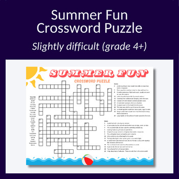 Preview of Summer crossword puzzle. Great vocabulary activity or party game! Grade 4+