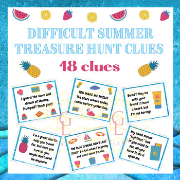 Preview of Summer hard scavenger Hunt context clues task cards game middle early finishers