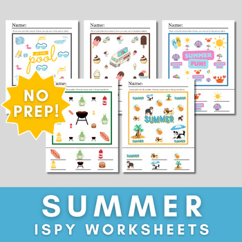 Preview of Summer iSpy Worksheets | Printable Counting Worksheet