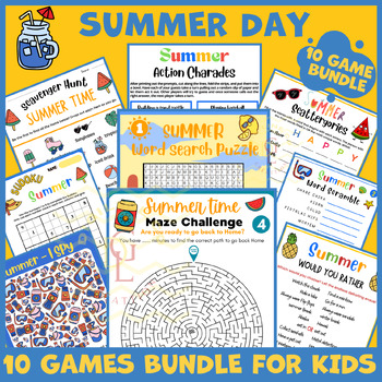Preview of Summer icebreaker game BUNDLE phonics main idea activity independent work middle