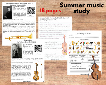 Preview of Summer music study, Listening to Music Worksheet, Montessori materials