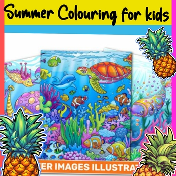Preview of Summer ocean sea creatures beach Colouring Pages, End Of year coloring sheets
