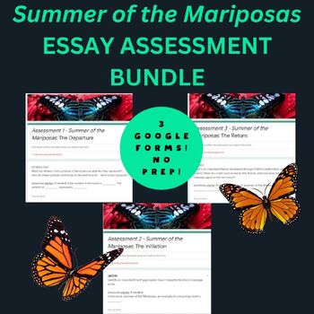 Preview of Summer of the Mariposas Google Forms™ ESSAY Assessments Bundle