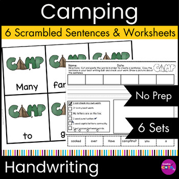 Preview of Occupational Therapy Summer Camping Scrambled Build Sentences Writing Activities