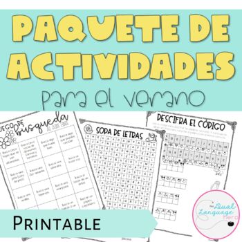 Preview of Summer packet in Spanish - Paquete de actividades de verano - Summer activities