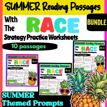 Preview of Summer packet reading comprehension BUNDLE Race strategy practice Worksheets