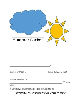 Preview of Summer packet/weblinks