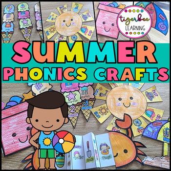 Preview of Summer phonics crafts: CVC, blends, magic e, syllables and more