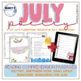 Summer poetry reading comprehension passages, 4th of July 