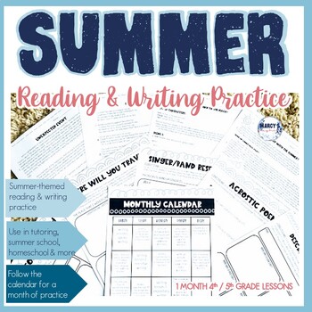 Preview of 4th 5th 6th Grade Summer School Curriculum ELA Reading Morning Fun Work Packet