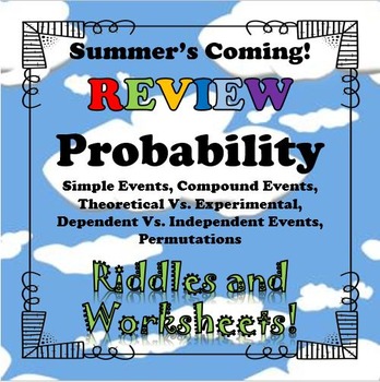 Preview of Summer's Coming! Probability BUNDLE Riddles and Worksheets...Math+Riddle=FUN!