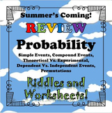 Summer's Coming! Probability BUNDLE Riddles and Worksheets