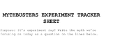 Summer school: MythBusters experiment tracker sheet