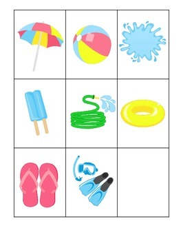 summer season themed 3 part matching child care learning