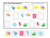 Summer season themed Missing Pattern child care learning a