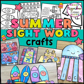 Preview of Summer sight words crafts | Editable sight words crafts
