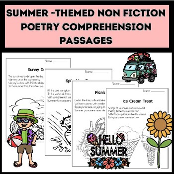 Preview of Summer-themed Poetry Reading Comprehension Passages