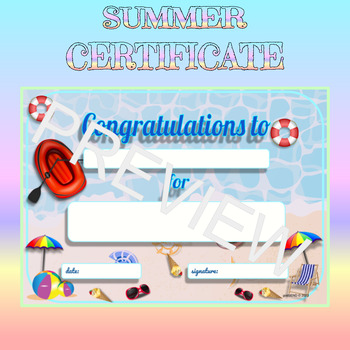 Preview of Summer themed certificate