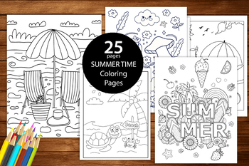 Summer time- Coloring Pages Sheets - Summer Activites - Ready to print