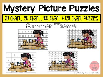 Preview of Summer 20, 50, 100 & 120 Chart Mystery Picture Puzzles