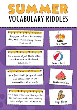 Summer vocabulary riddles. by Let's Study | TPT