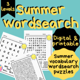 Summer wordsearch puzzles - 3 levels (NO PREP) (distance l