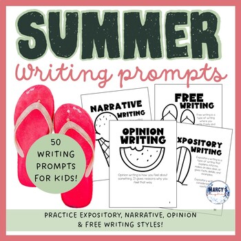 Preview of Summer writing prompts journal, narrative, expository, opinion graphic organizer